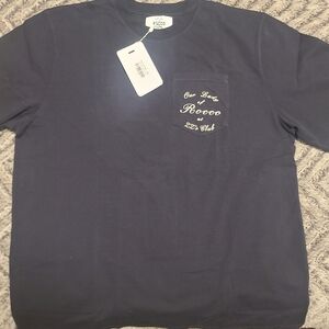 Blue Short Sleeve Tee Classic Crewneck Cotton Blend